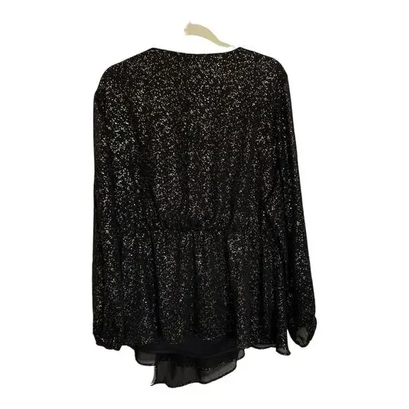 Lane Bryant | metallic print tunic long sleeve elastic waist cross front v neck - Picture 12 of 12